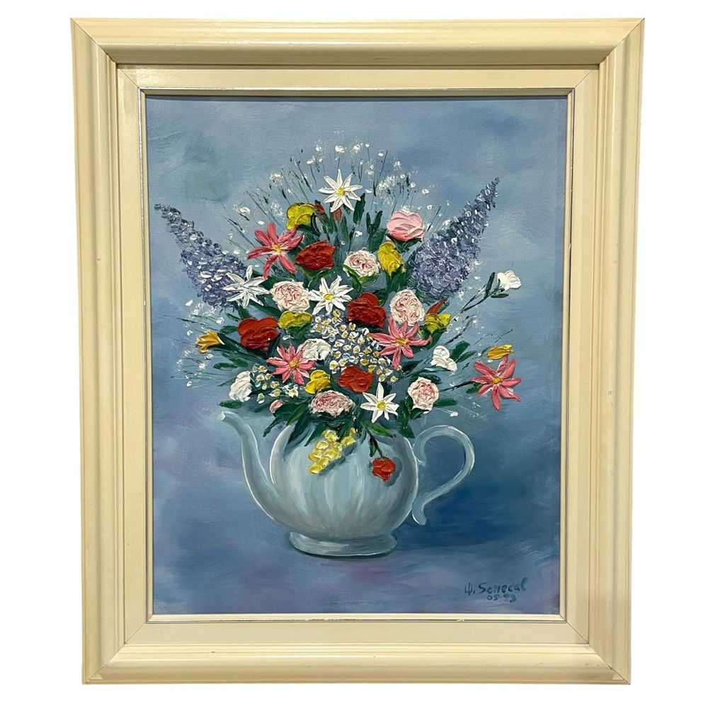 Vintage 1993 Signed H. Senecal Framed Artwork Oil Painting on Canvas 15.5"x19.5"